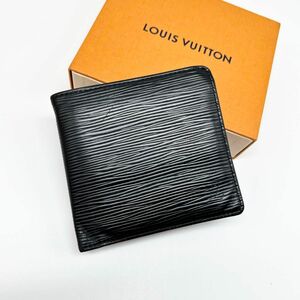 【超絶美品】ルイヴィトン エピ ポルトフォイユ マルコ ブラック 二つ折り財布 財布 LOUIS VUITTON ブラック