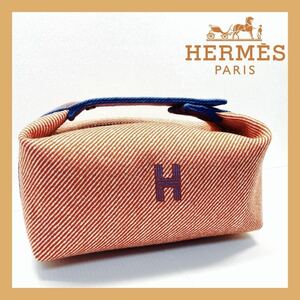 未使用品　HERMES/エルメス　ブリッドアブラック PM　ポーチ　オレンジ系