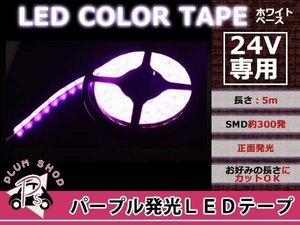 カットOK LEDテープ 24V 5M 300連 パープル 正面発光 防水