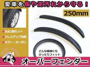 汎用 フェンダーモール カーボン Sサイズ 250mm 2枚セット 左右 エアロ 泥除け フロント リア フェンダーリップ オーバーフェンダー