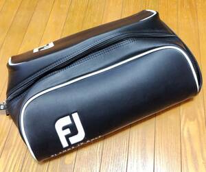 未使用 FJ FootJoy フットジョイ ゴルフ 大きめ フェイクレザー ハンドバッグ ゴルフバッグ シューズケース ロゴ 黒 ブラック メンズ