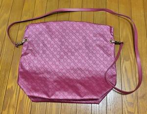 イタリア製 GHERARDINI ゲラルディーニ 本革使い レザー ショルダーバッグ 斜めがけバッグ 斜めがけ鞄 総柄 ピンク