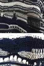Coohem コーヘン 米富 コットンニット　クルーネック厚手セーター　日本製 メンズ ・L ホワイト|ネイビー_画像2