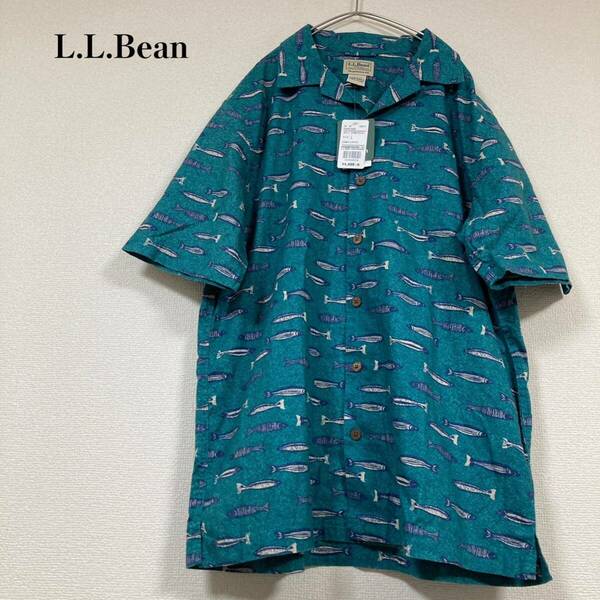 【新品未使用】 L.L.Bean エルエルビーン 半袖シャツ 魚柄 タグ付き