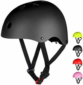 ブラック_サイズ:M5458cm ヘルメット 子供 大人兼用 自転車ヘルメット スポーツヘルメット スケートボード アイススケート