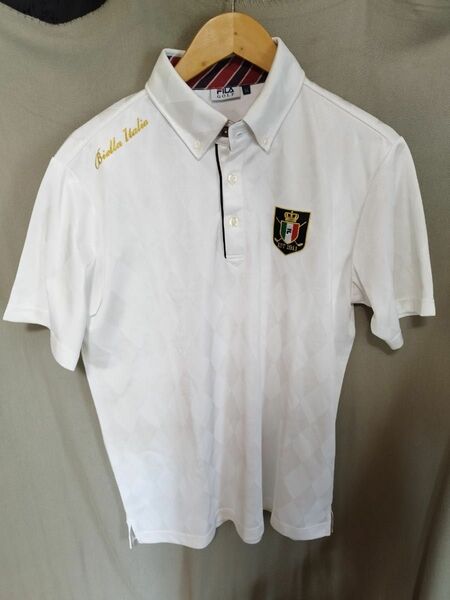 フィラ　FILA ゴルフウェア ポロシャツ ホワイト 半袖 ゴルフ 白　メンズ　刺繍