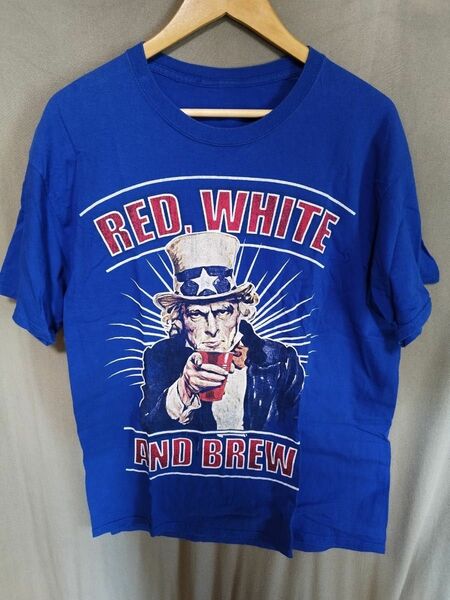 RED White 古着　プリント ロゴ トップス　メンズ　Tシャツ Tシャツ 半袖Tシャツ 90s 半袖 ビンテージ
