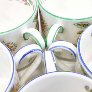 ⑯【保管品 良品☆MINTON】ミントン ハドンホール(HADDON HALL) ブルー グリーン / コーヒーカップ 5客◇花柄 C&S TCS ブランド 洋食器の画像4