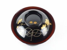 【扇屋】黒塗 桜蒔絵 吸物椀 9客 高さ 約8cm 幅 約10cm 木製 小吸物椀 煮物椀 蒔絵椀 茶懐石 B-2_画像3