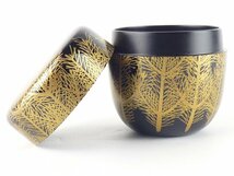 【扇屋】塗師 松斉造「若松 棗」共箱 高さ 約7cm 幅 約6.5cm 木製 香合 茶碗 茶道具 tn-8_画像4