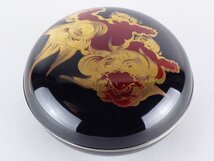 【扇屋】金蒔絵 唐獅子之図 菓子器 添 銘々皿 5客 幅 約21cm 高さ 約10cm 木製 食籠 菓子皿 蒔絵 茶道具 茶懐石_画像7