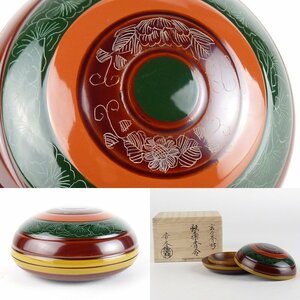 【扇屋】中谷秀斉「玄々斉好 独楽香合」共箱 幅 約7.5cm 高さ 約4cm 木製 棗 茶碗 茶道具