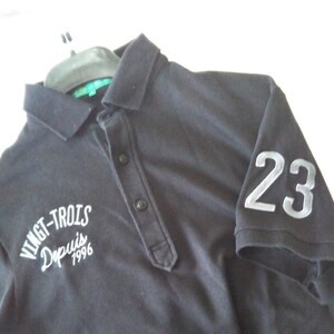 23区GOLF VINGT-TROIS 刺繍 メンズ ポロシャツ 黒 サイズM