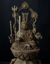 最高級　総ケヤキ材　仏教工芸品　木彫仏教　精密彫刻　極上品　仏師で仕上げ品　八臂弁財天 八臂辨財天座像_画像8