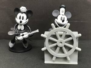 M347【美品】ディズニー Disney マジカルコレクション 蒸気船ウィリー ミッキー ミニー 白黒 モノクロ フィギュア 3点セット TOMY