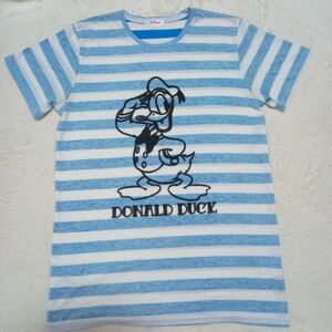 【ディズニー】ドナルドダック　ロング　ボーダーTシャツ　Lサイズ