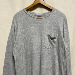 BAMBOO SHOOTS 　無地　長袖　ポケットTシャツ　杢グレー　コットン×レーヨン　バンブーシュート　ロンT 無地T カットソー　グレー　ポケT