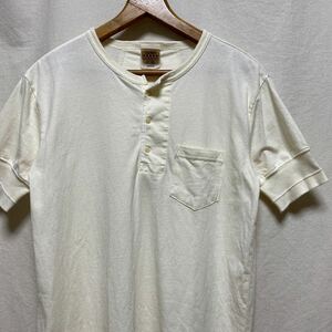 GLAD HAND ヘンリーネックTシャツ　半袖Tシャツ　ナチュラル　コットン　無地　カットソー ポケットTシャツ ヘンリーネック