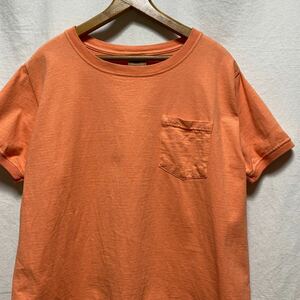 アメリカ製　GOODWEAR リブ付き　半袖Tシャツ　無地　オレンジ　XL グッドウェア　USA 米国製　半袖　ヘビーウェイト　コットン　 