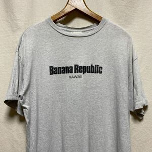 オールド アメリカ製 バナナリパブリック ロゴプリントTシャツ 90s 古着 ヴィンテージ 半袖Tシャツ オートミール 米国製 BANANA REPUBLIC 