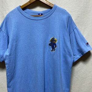 オールド アメリカ製 チャンピオン ノースカロライナ大学 ワンポイント刺繍 Tシャツ 90s 古着 ヴィンテージ UNC サックス XL 半袖Tシャツ