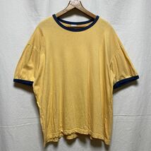 オールド　OLD NAVY リンガーTシャツ　00s 古着　ヴィンテージ　2002年製　無地　イエロー×ネイビー　XL 半袖Tシャツ オールドネイビー_画像2
