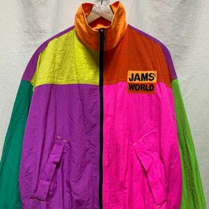 美品　オールド　JAMS WORLD クレイジーカラー　ナイロンジャケット　L 90s 古着　ヴィンテージ　ナイロン　ブルゾン　ジャムス