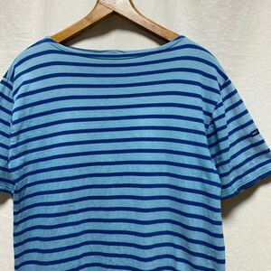  St. James pi rear k boat neck T-shirt border short sleeves T-shirt bus k shirt cotton SAINTJAMES sax × blue 