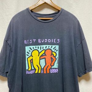 オールド　キースヘリング　BEST BUDDIES プリントTシャツ　00s 古着　ヴィンテージ　ブラック　半袖TシャツKEITH HARING アート