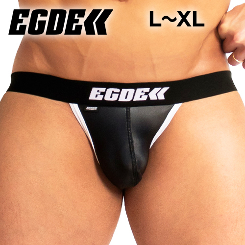 【超光沢！】EGDE WET ケツワレ ジョックストラップ jockstrap 黒 L～XLサイズ