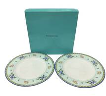 【1円スタート！未使用品】TIFFANY&Co. ティファニー プレート 2枚セット モーニンググローリー 18cm 皿 洋食器 花柄 箱付き_画像1