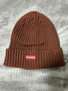 Supreme Overdyed Beanie Box Logo ボックス ロゴ ニット帽　ブラウン　中古　ビーニー 