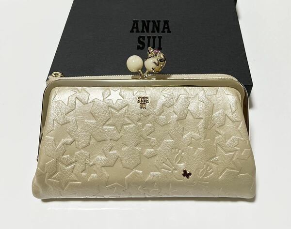 アナスイ　ANNA SUI プレイングキャット 外口金ファスナー長財布　ゴールド　新品未使用