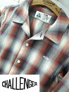 S 15AW CHALLENGER LS CR CHECK SHIRT オンブレ チェック ネルシャツ チャレンジャー 刺繍 ボックスシルエット シャツ