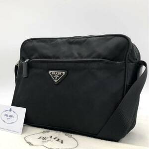 【高級】プラダ　PRADA　ショルダーバッグ　カメラバッグ　テスートナイロン　ブラック　黒　斜め掛け　三角ロゴ　メンズ　レディース　