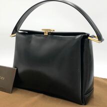 【廃盤品】オールドグッチ OLD GUCCI ハンドバッグ カーフレザー ボックス ブラックレッド バイカラー 3室収納 フォーマル_画像10