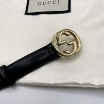 ①グッチ GUCCI ベルト レディース インターロッキング ダブルG ブラック ゴールド レディース_画像5