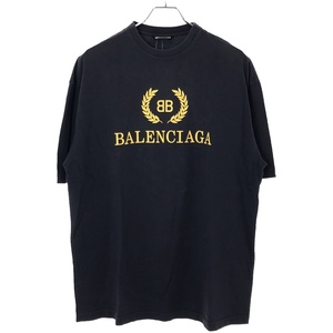 BALENCIAGA バレンシアガ 18AW BBロゴプリント オーバーサイズTシャツ 535622 TAV04 チャコール XS ITYE2CWH5LFW