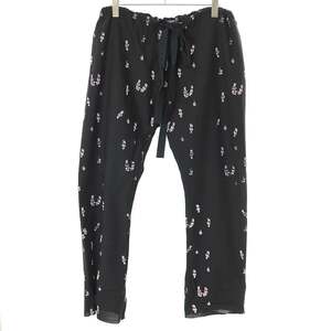 ELENA DAWSON エレナ ドーソン 20SS DRAWSTRING PANT フロッキ―プリントドローストリングパンツ ブラック S ITNLTR7JQ7Y8