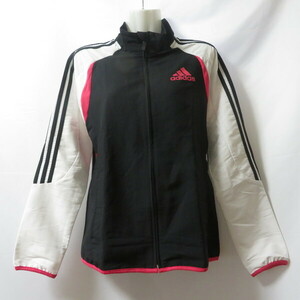  old clothes lady's L adidas/ Adidas Cross jacket truck jersey full Zip casual sport white / black O38631