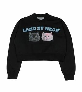 land by milkboy 猫 ネコ キャット クロップ トレーナー 黒 スウェット