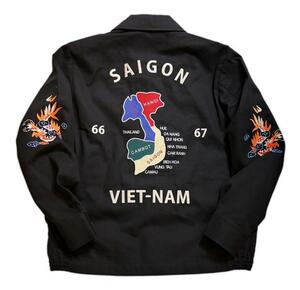 HOUSTON/ヒューストン ベトナムジャケット 刺繍 ブラック ベトジャン ドリラーズジャケット スイングトップ ブルゾン ミリタリー 51210