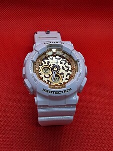 稼働品 美品 カシオ CASIO G-SHOCK Baby-G レオパード ヒョウ柄 ホワイト ゴールド デジアナ 電池交換済み！ B0670