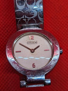  regular goods COACH Coach signature white bangle lady's clock Movement Logo equipped! image equipped!D0667