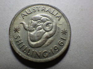 オーストラリア１９６１年　１シリング銀貨　ラムヘッド　コレクター放出品