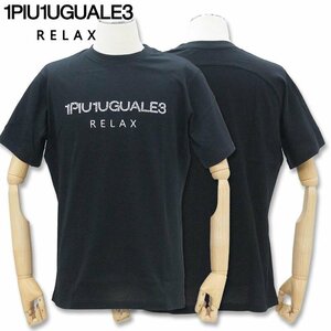 1PIU1UGUALE3 RELAX ウノピゥウノウグァーレトレ リラックス UST-24008 XXLサイズ 黒 SN90 ビーズロゴ 半袖 Tシャツ メンズ ウノピュー