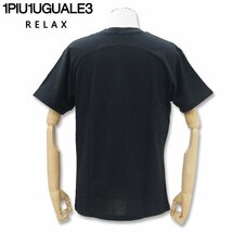 1PIU1UGUALE3 RELAX ウノピゥウノウグァーレトレ リラックス ラインストーンサイドロゴ XLサイズ 黒 SN90 半袖 Tシャツ UST-24023 メンズ_画像3