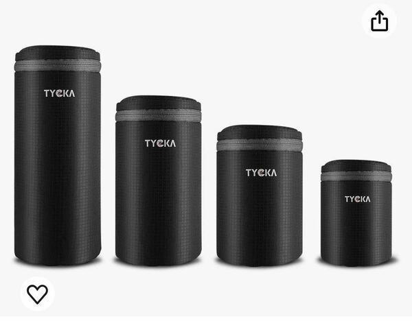 TYCKA 一眼フレカメラ レンズケース レンズ収納バッグ 10ｍｍ厚手 ジッパー式 レンズポーチ 一眼レフ等カメラレンズに対応 (4サイズセット)