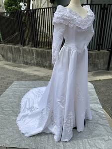 ⑮u921*Lovely Wedding* wedding dress white pearl sleeve attaching long train KURAUDIA/kla ude .a7611 11TT wedding dress 