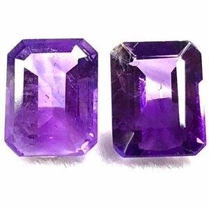 天然アメジスト　ルース　スクエアカット　約1.8ct　約9×7mm　ウルグアイ産　世界各地出展品買い付け　透明度抜群　高発色　1粒　